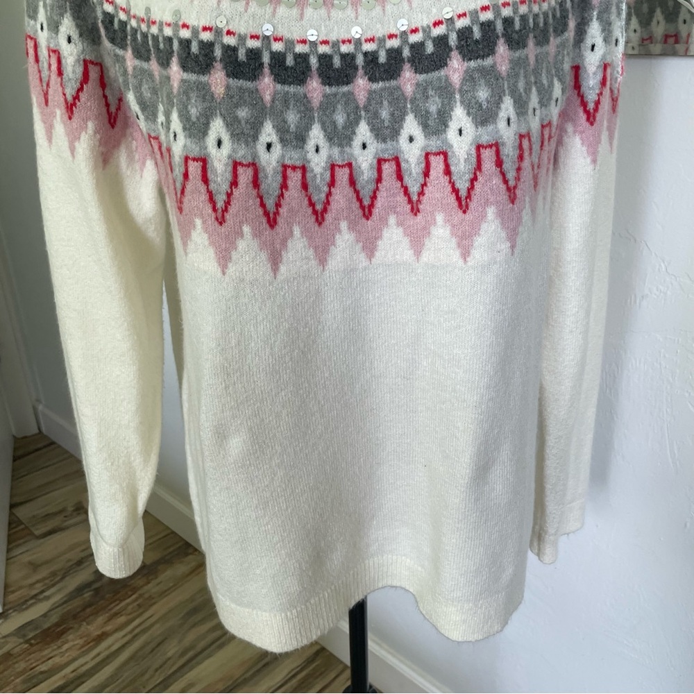 Talbots Acrylic Knit Sweater Pullover Precious Pink Black & Gray Size XL - Picture 3 of 9
